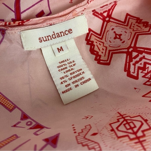 Sundance Silk Aztec Print Scoop Neck Cap Sleeve Dress Size M - Picture 7 of 8